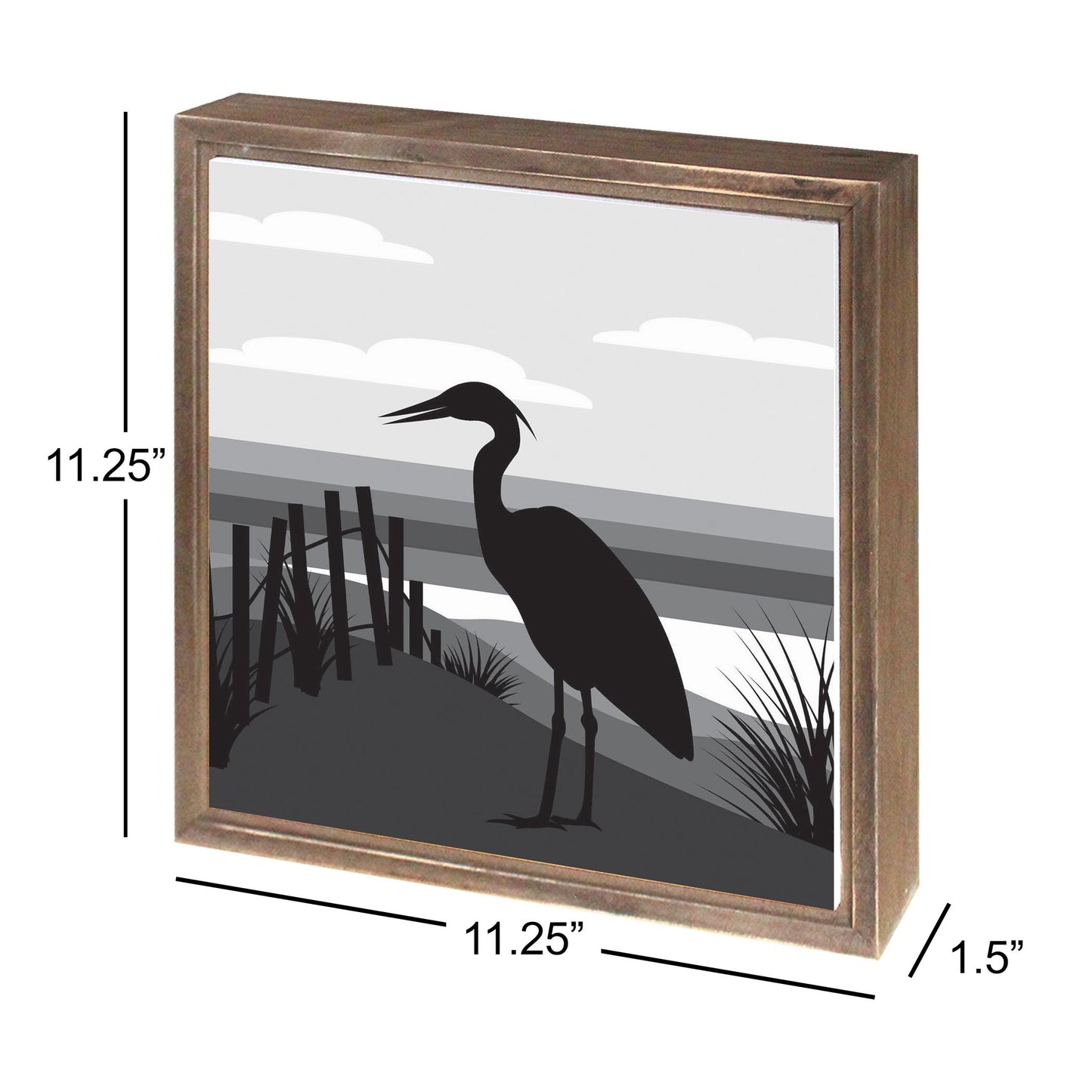 Minimalistic B&W Cape Cod Heron Illustration | Wood Sign | Eaches | Min 1