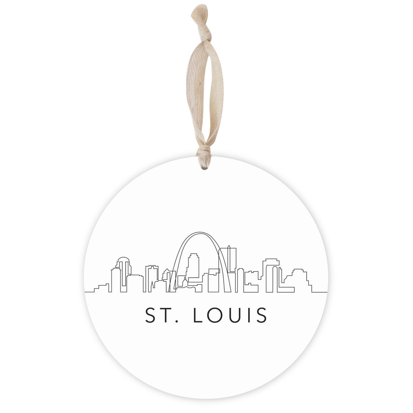 Minimalist B&W Missouri St Louis Skyline | Wood Ornament | Eaches | Min 1