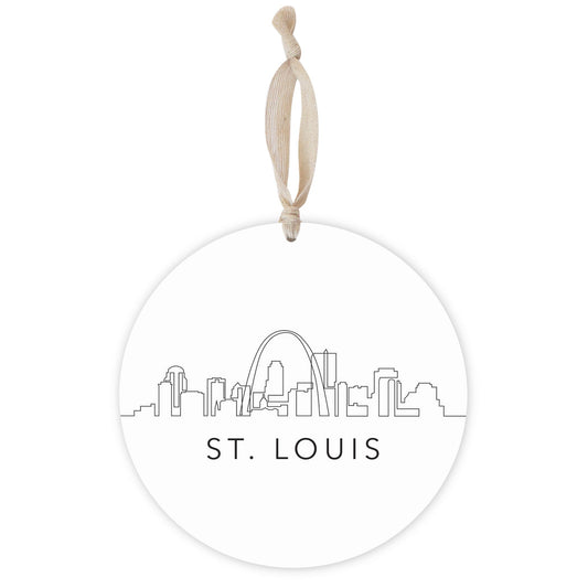 Minimalist B&W Missouri St Louis Skyline | Wood Ornament | Eaches | Min 1