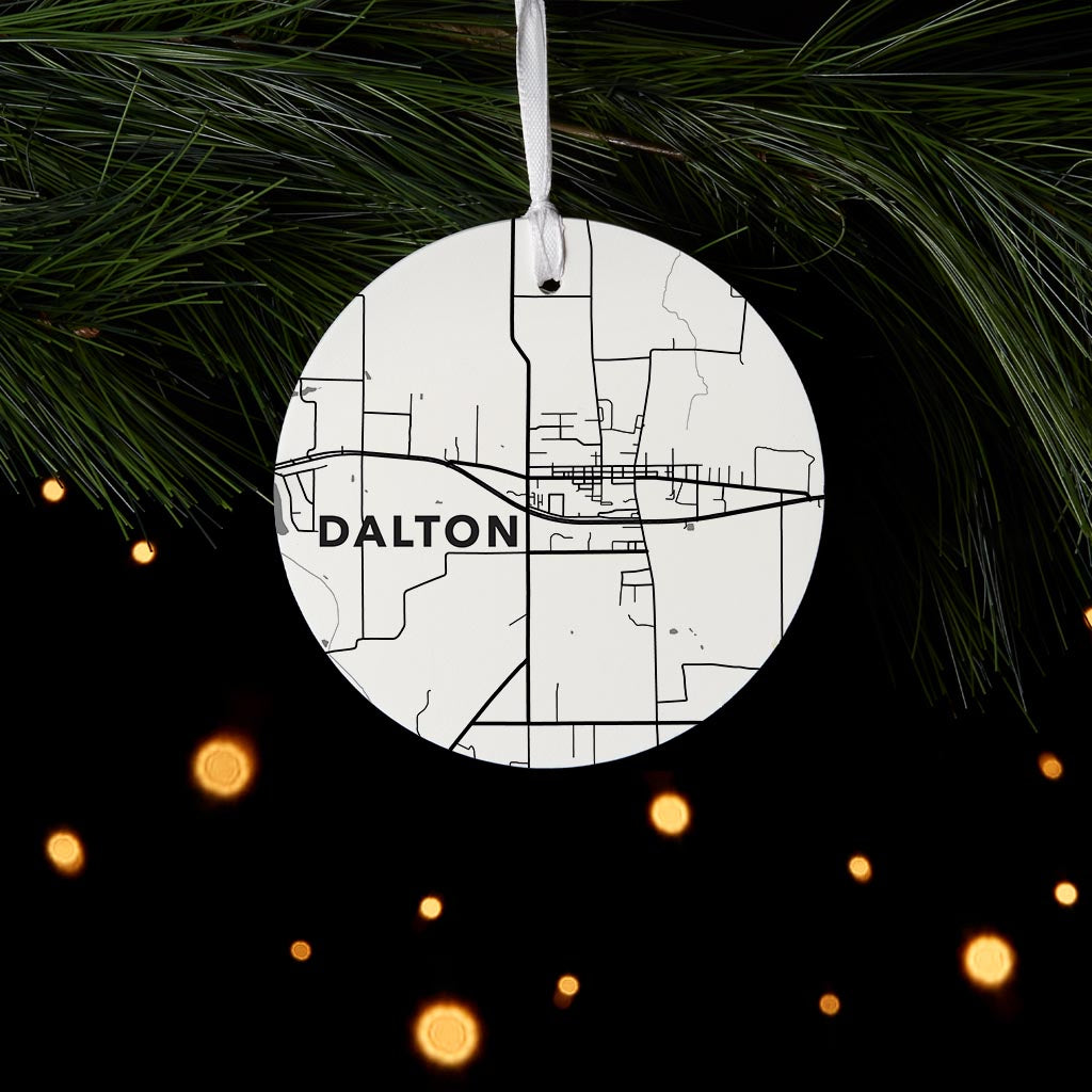 Minimalistic Dalton Ohio Map White| Wood Ornament | Eaches | Min 6