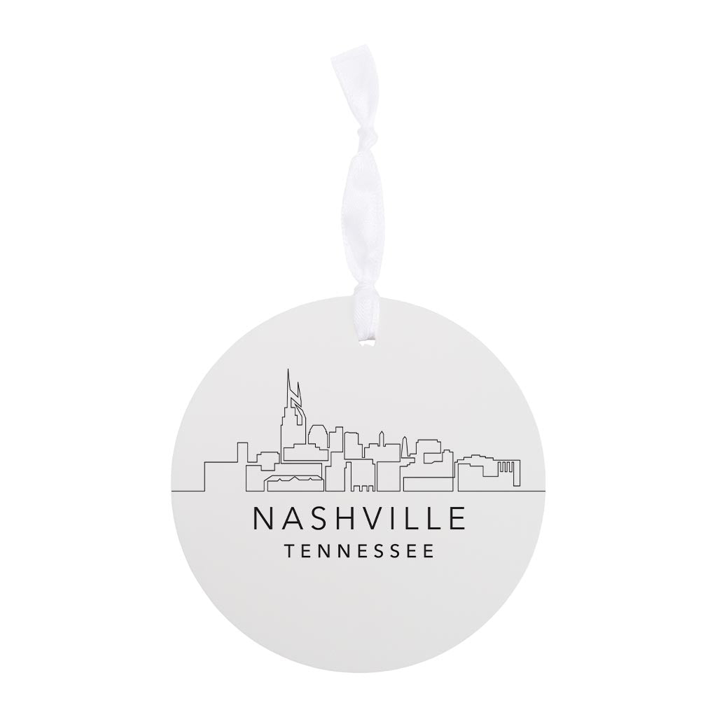 Minimalist B&W Tennessee Nashville Skyline | Wood Ornament | Eaches | Min 6