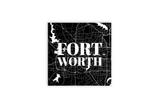 Minimalistic B&W Texas Fort Worth Map | Wood Sign | Eaches | Min 2