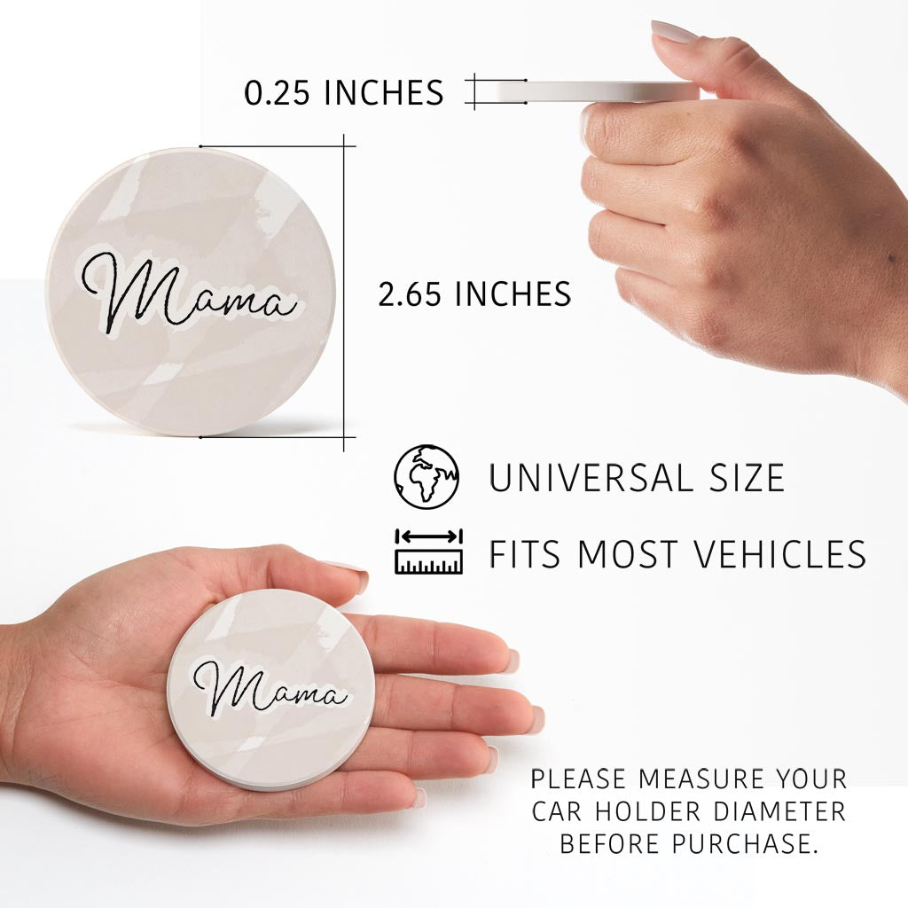 Modern Minimalist Mothers Day Mama | Absorbent Car Coasters | Set of 2 | Min 4