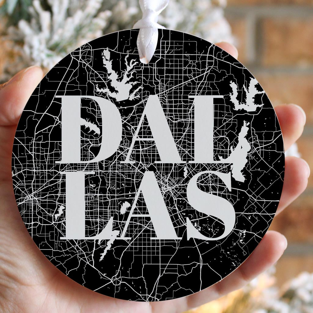 Modern Black Dallas Map | Wood Ornament | Eaches | Min 6