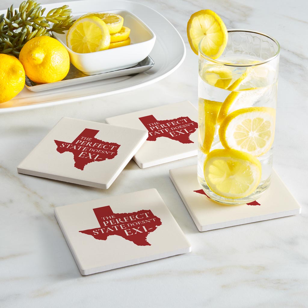 Modern Minimalist Texas Colors Perfect State| Absorbent Coasters | Set of 4 | Min 2