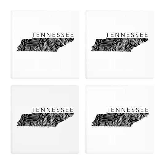 Minimalist B&W Tennessee State Name | Absorbent Coasters | Set of 4 | Min 2