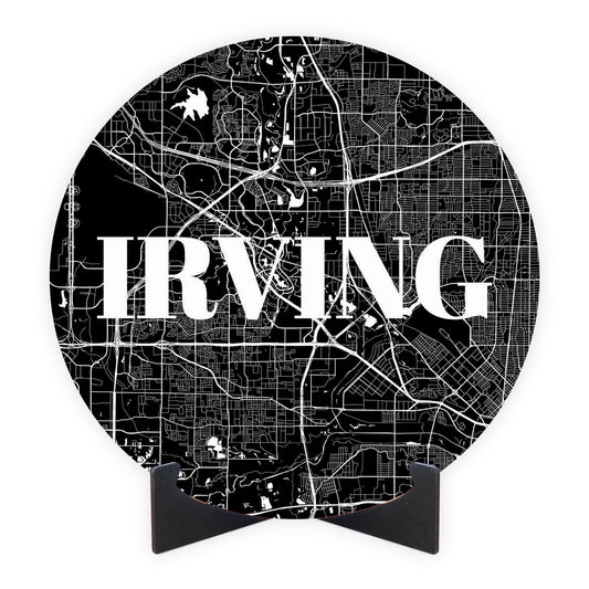 Minimalistic B&W Texas Irving Map | Wood Sign | Eaches | Min 1