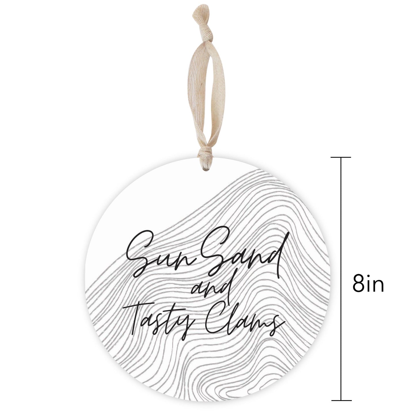 Minimalistic B&W Cape Cod Sun Sand Tasty Clams | Wood Ornament | Eaches | Min 1