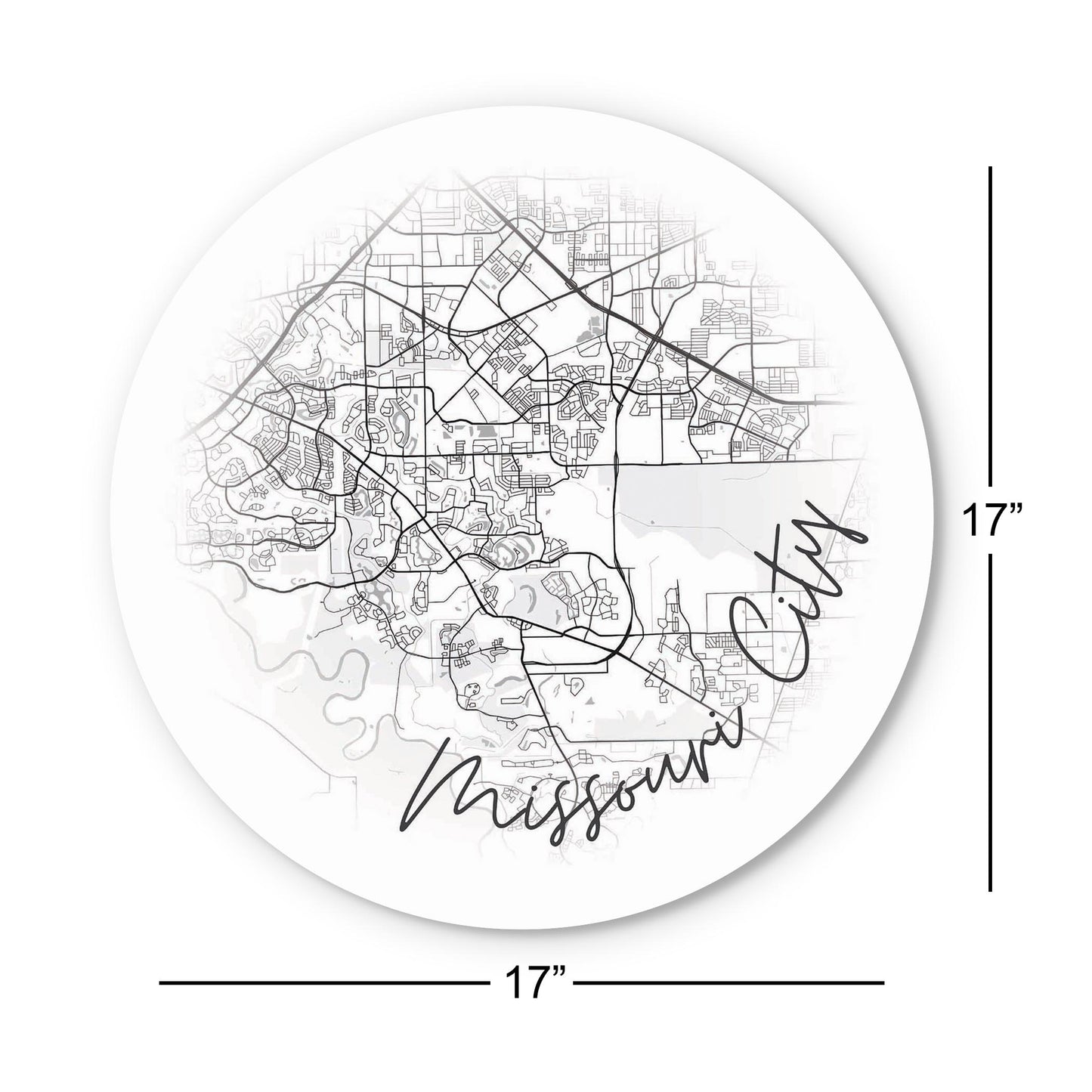 Minimalistic B&W Texas Missouri City Circle Map | Wood Sign | Eaches | Min 1