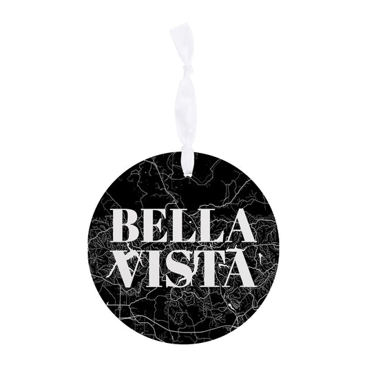 Minimalist B&W Arkansas Bella Vista Map | Wood Ornament | Eaches | Min 6