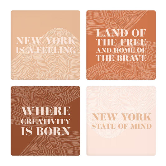 Modern Minimalist New York Quips | Absorbent Coasters | Set of 4 | Min 2