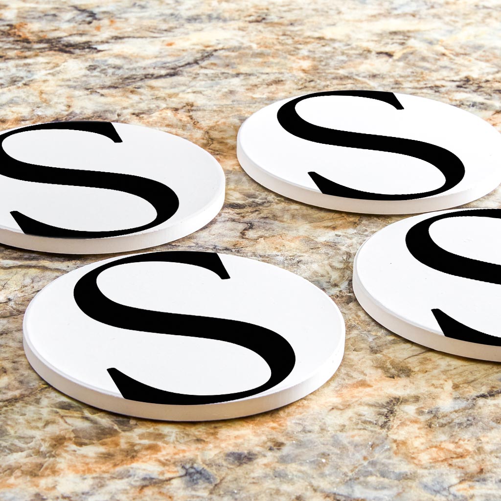 Minimalist Monogram S Circle | Absorbent Coasters | Set of 4 | Min 2