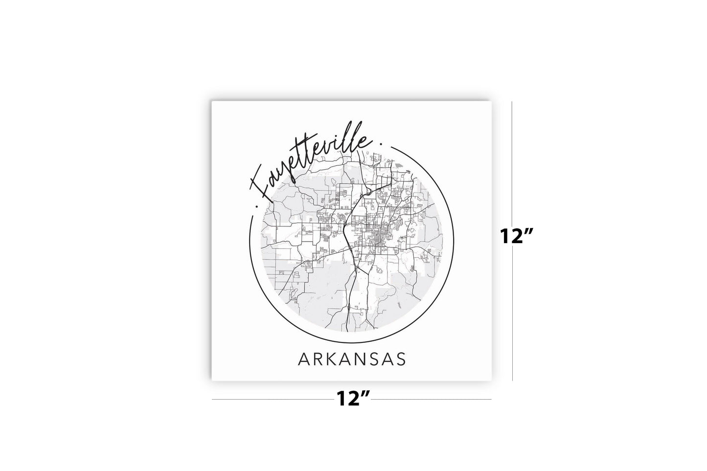 Minimalist B&W Arkansas Fayetteville Circle Map | Wood Sign | Eaches | Min 2