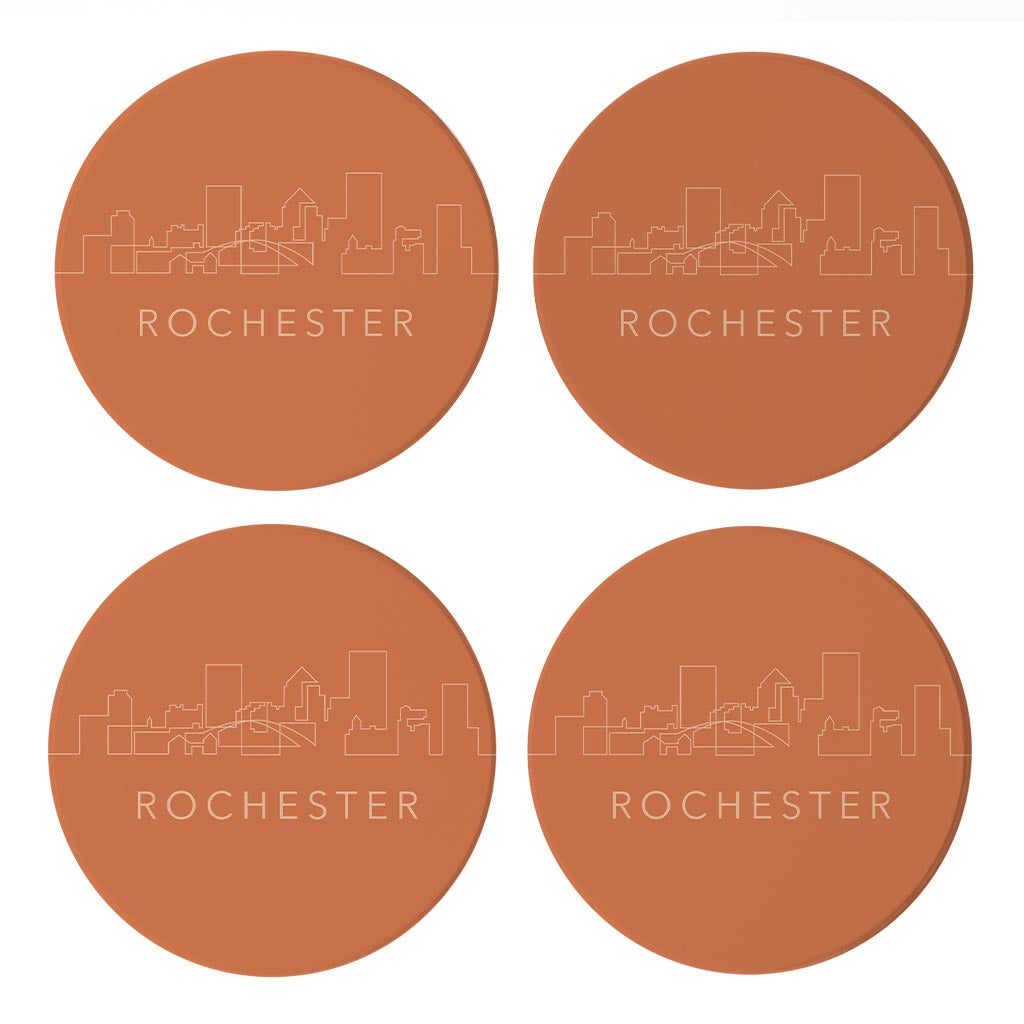 Modern Minimalistic New York Rochester Skyline | Absorbent Coasters | Set of 4 | Min 2