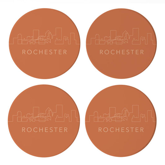 Modern Minimalistic New York Rochester Skyline | Absorbent Coasters | Set of 4 | Min 2