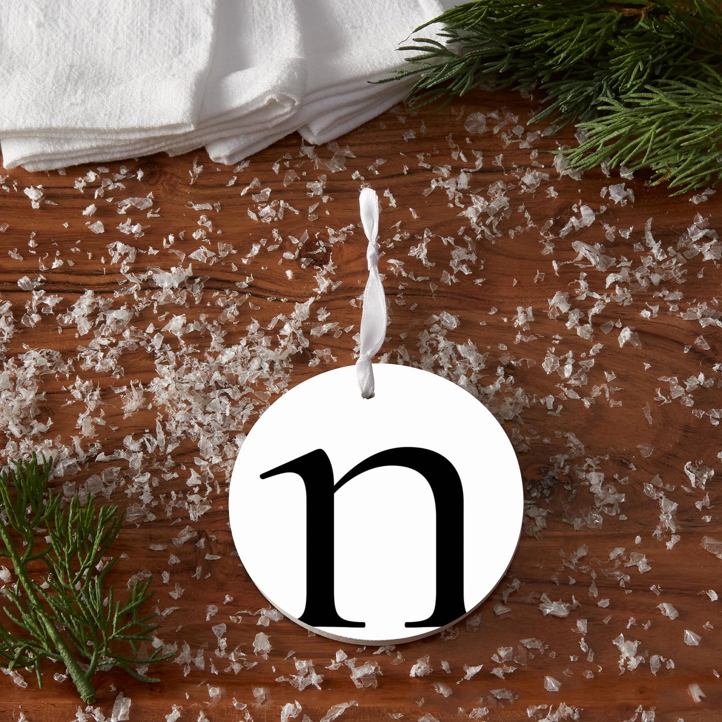 Minimalist Monogram N Circle| Wood Ornament | Eaches | Min 6