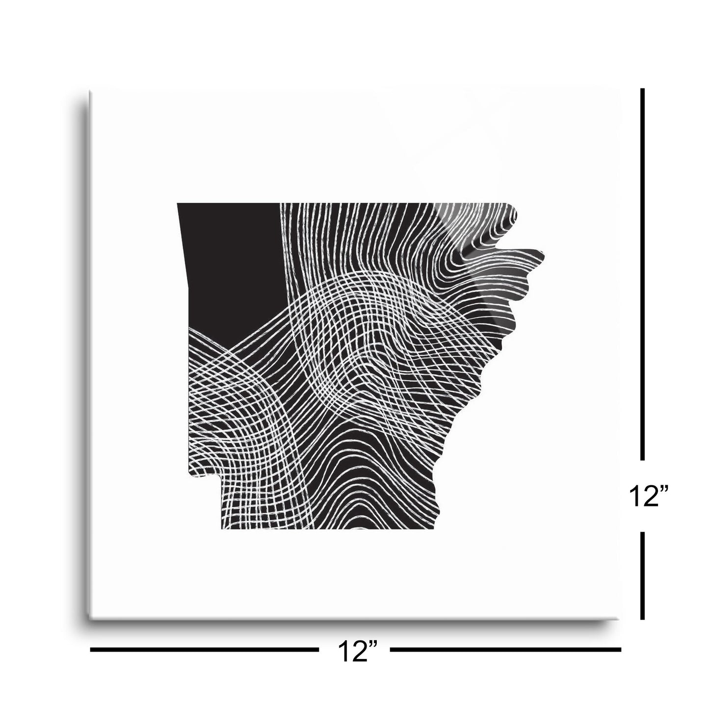 B&W Minimalist Arkansas Fluid Lines | Hi-Def Glass Art | Eaches | Min 1