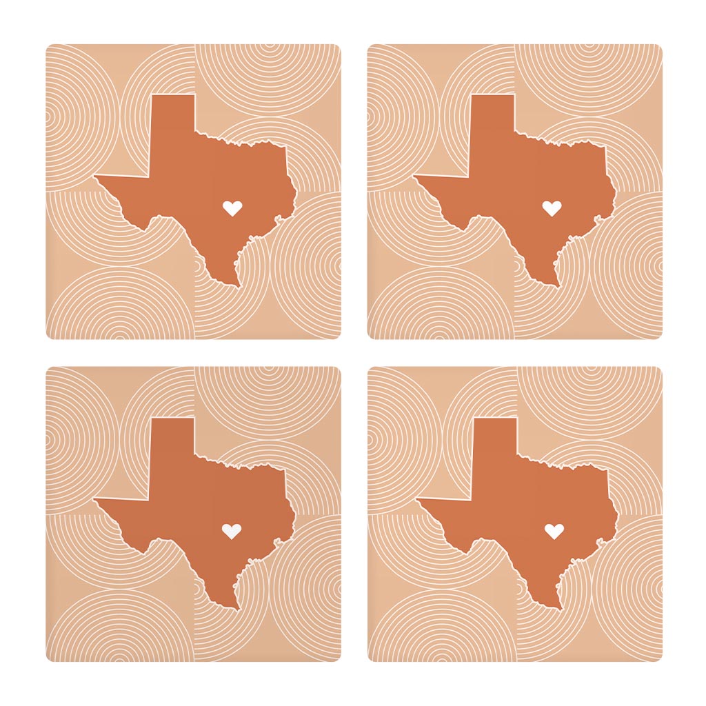 Modern Minimalist Texas Austin Heart | Absorbent Coasters | Set of 4 | Min 2