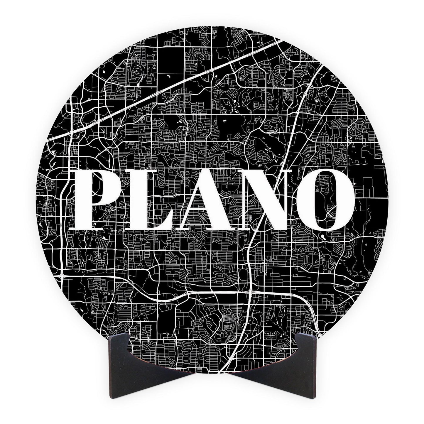 Minimalistic B&W Texas Plano Map | Wood Sign | Eaches | Min 1