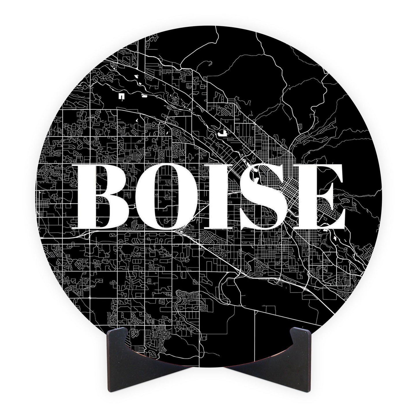 Minimalist B&W Idaho Boise Map | Wood Sign | Eaches | Min 1