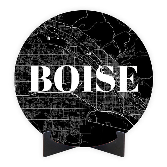 Minimalist B&W Idaho Boise Map | Wood Sign | Eaches | Min 1