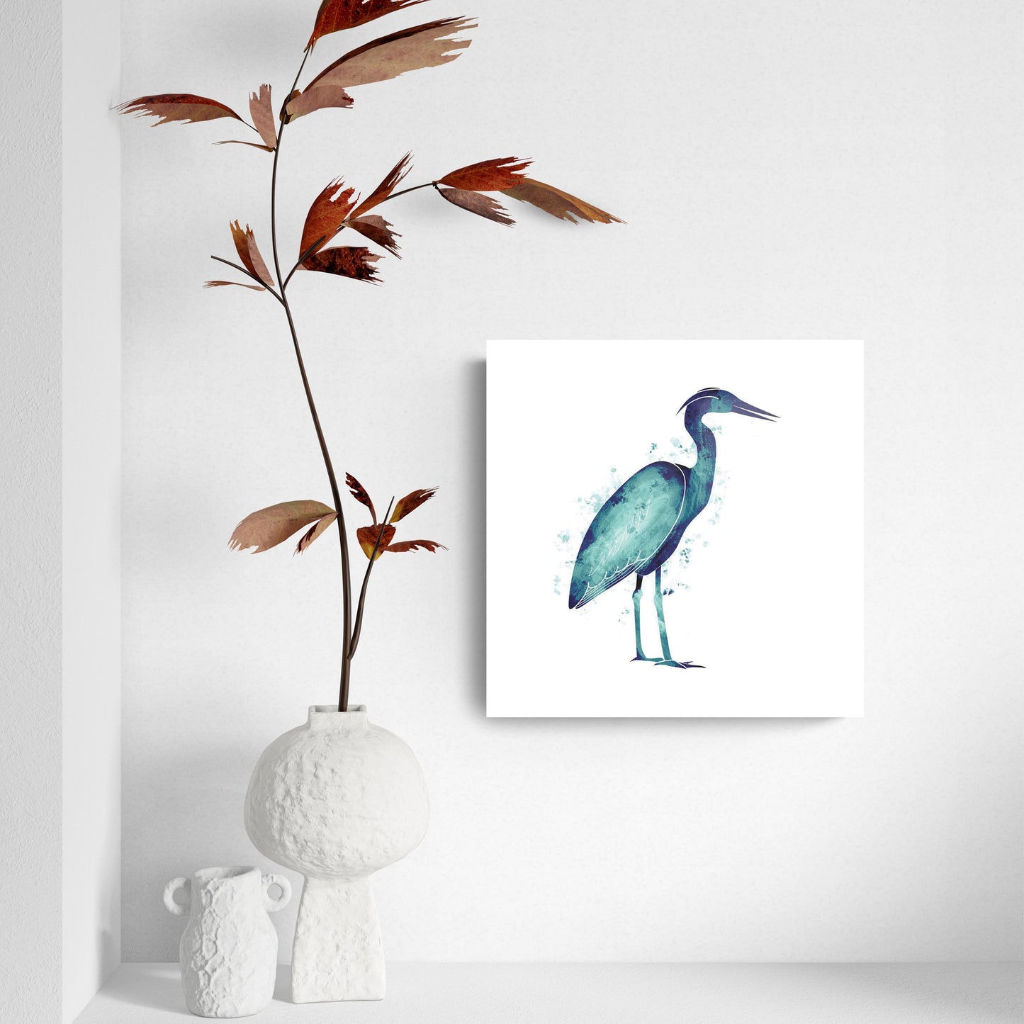 East Coast Water Color Heron | Hi-Def Glass Art | Eaches | Min 2