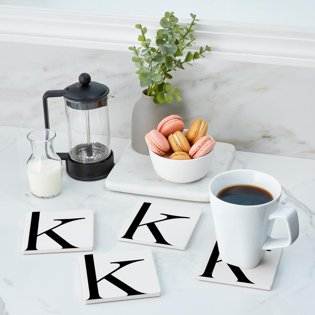 Minimal Monogram K | Absorbent Coasters | Set of 4 | Min 2