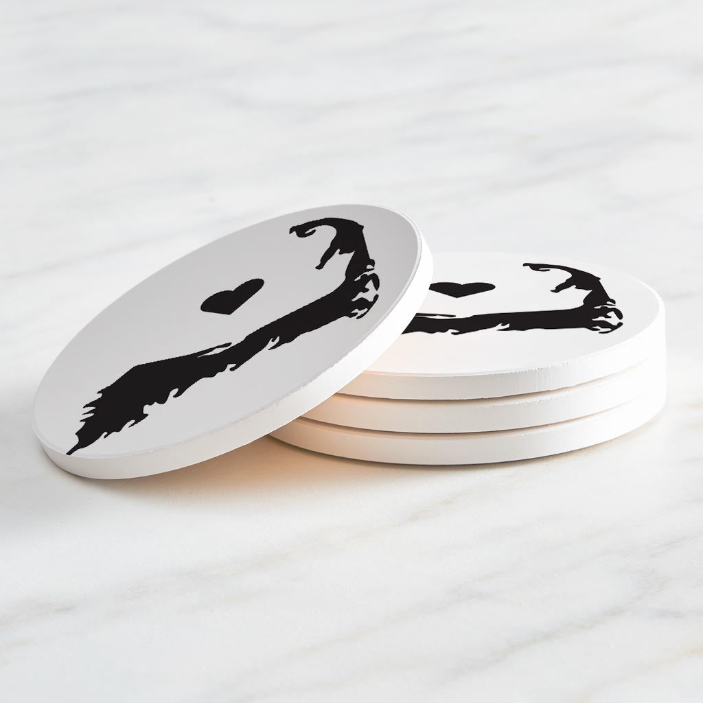 Minimalistic B&W Cape Cod With Heart | Absorbent Coasters | Set of 4 | Min 2