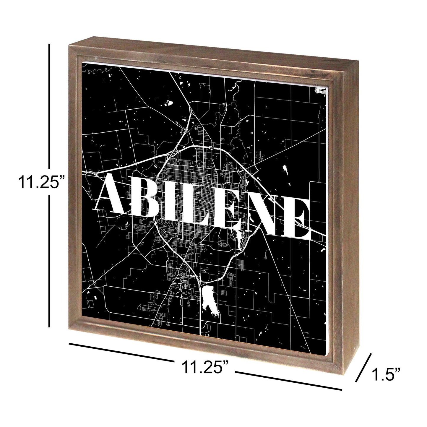 Minimalist B&W Texas Abilene Map | Wood Sign | Eaches | Min 1