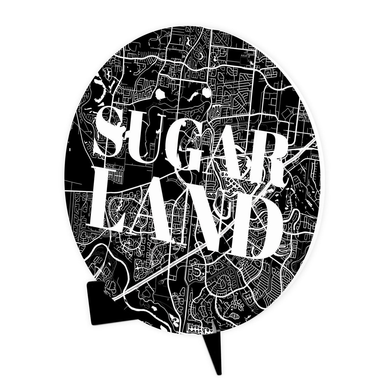 Minimalistic B&W Texas Sugarland Map | Wood Sign | Eaches | Min 1