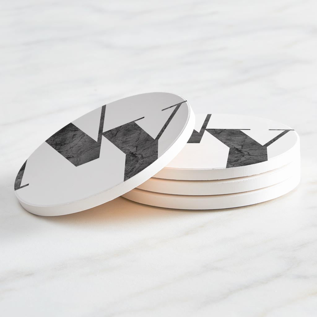 Minimalistic B&W New York White Initials | Absorbent Coasters | Set of 4 | Min 2