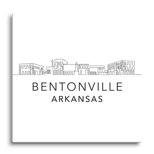 Minimalist B&W Arkansas Bentonville Skyline | Hi-Def Glass Art | Eaches | Min 1