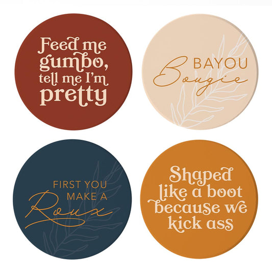 Modern Minimalist Louisiana Set | Absorbent Coasters | Set of 4 | Min 2