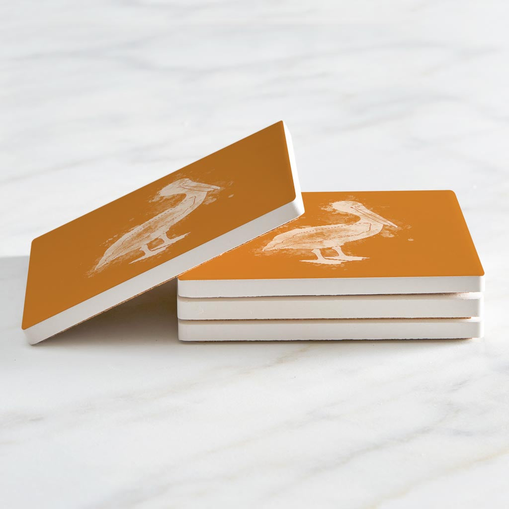 Modern Minimalist Louisiana Pelican Water Color | Absorbent Coasters | Set of 4 | Min 2