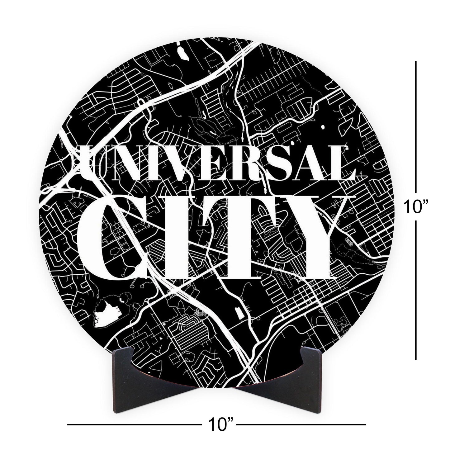 Minimalistic B&W Texas Universal City Map | Wood Sign | Eaches | Min 1