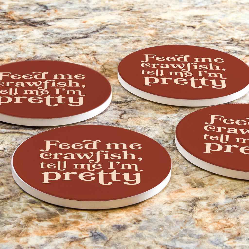 Modern Minimalist Louisiana Feed Me Crawfish | Absorbent Coasters | Set of 4 | Min 2