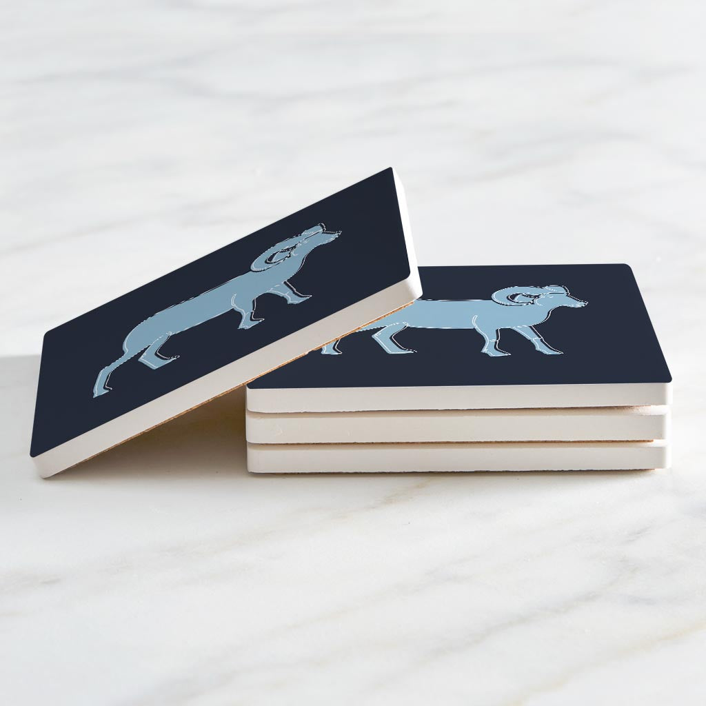 Blue Shades North Carolina Ram Line Drawing | Absorbent Coasters | Set of 4 | Min 2