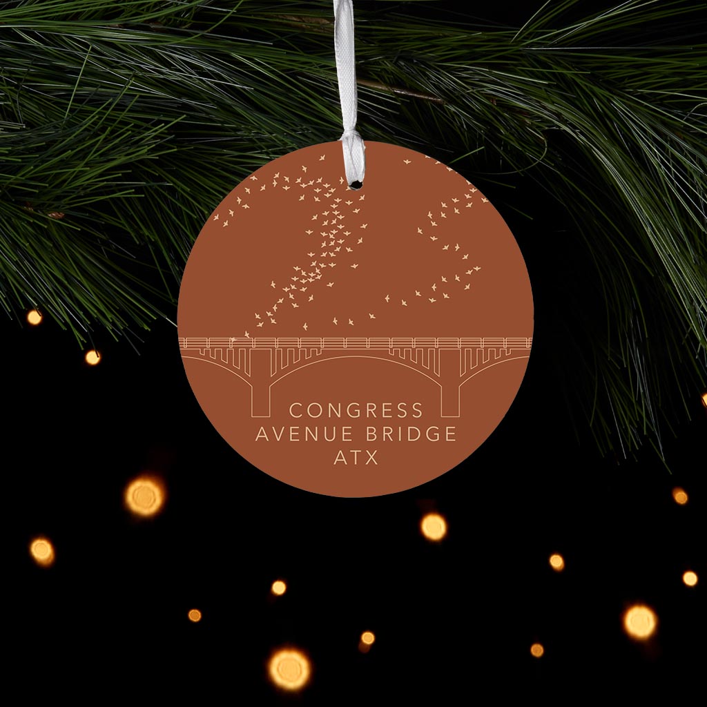 Modern Minimalist Texas Austin Congress Bridge | Wood Ornament | Eaches | Min 6