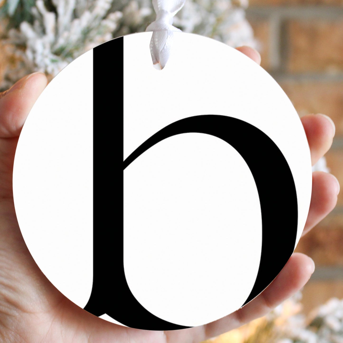 Minimalist Monogram B Circle| Wood Ornament | Eaches | Min 6