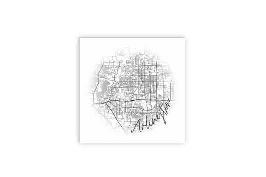 Minimalistic B&W Texas Arlington Circle Map | Wood Sign | Eaches | Min 2