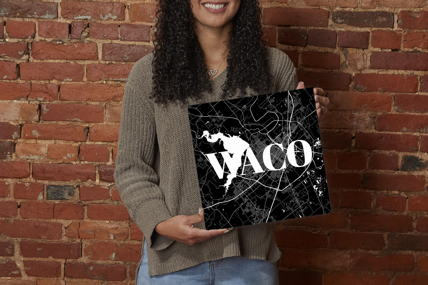 Minimalistic B&W Texas Waco Map | Wood Sign | Eaches | Min 2