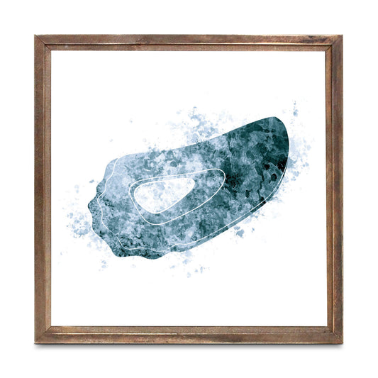 Blue White Water Color Oyster | Wood Sign | Eaches | Min 1