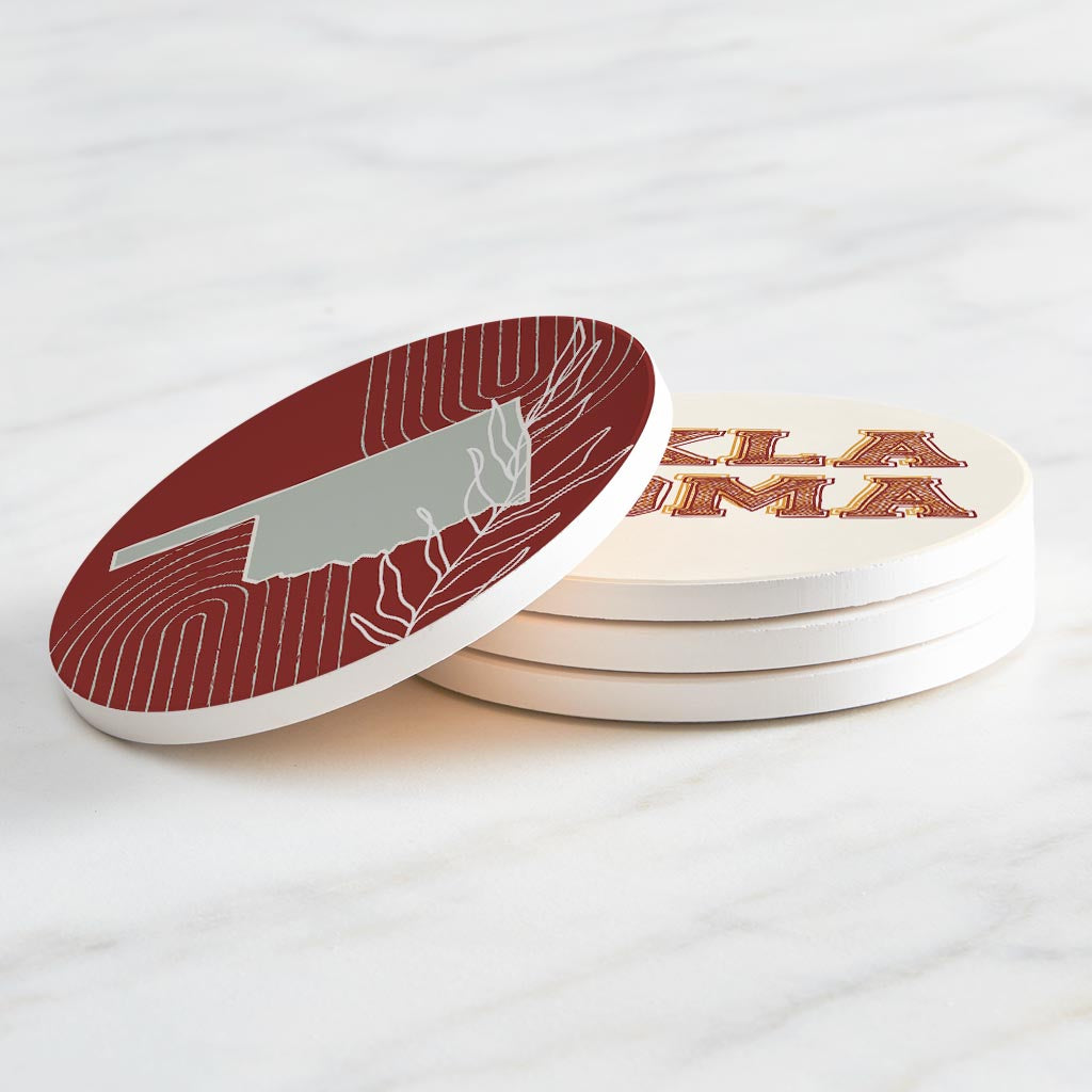 Modern Minimalist Oklahoma Set | Absorbent Coasters | Set of 4 | Min 2