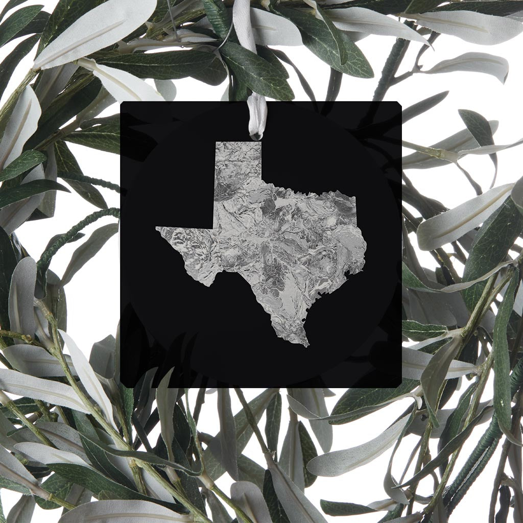 Minimalistic B&W Texas Metal State Shape | Wood Ornament | Eaches | Min 6