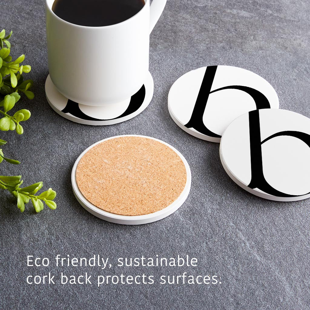 Minimalist Monogram B Circle | Absorbent Coasters | Set of 4 | Min 2