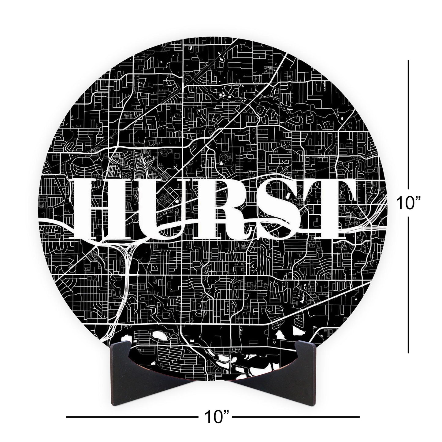 Minimalistic B&W Texas Hurst Map | Wood Sign | Eaches | Min 1