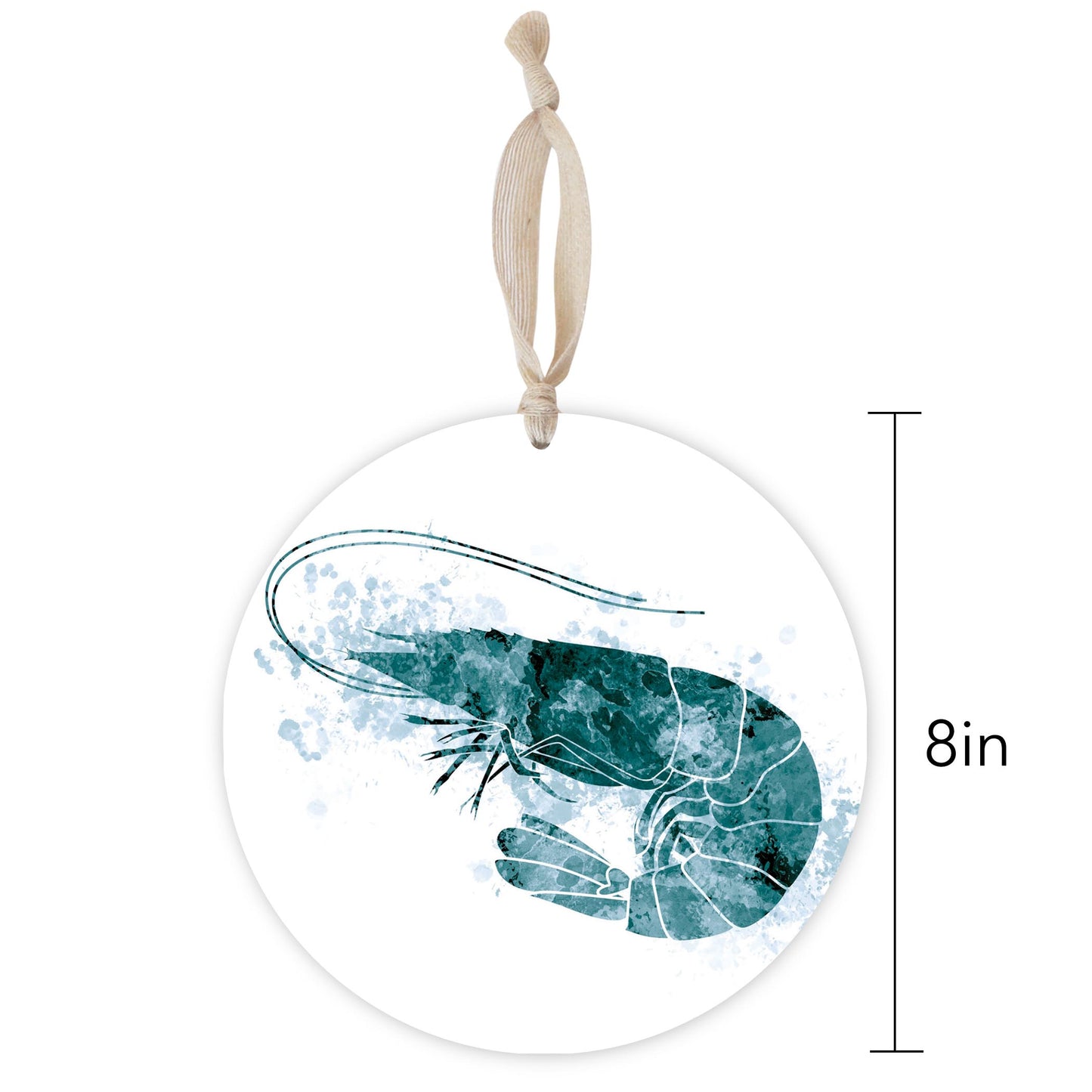 Blue White Water Color Shrimp | Wood Ornament | Eaches | Min 1