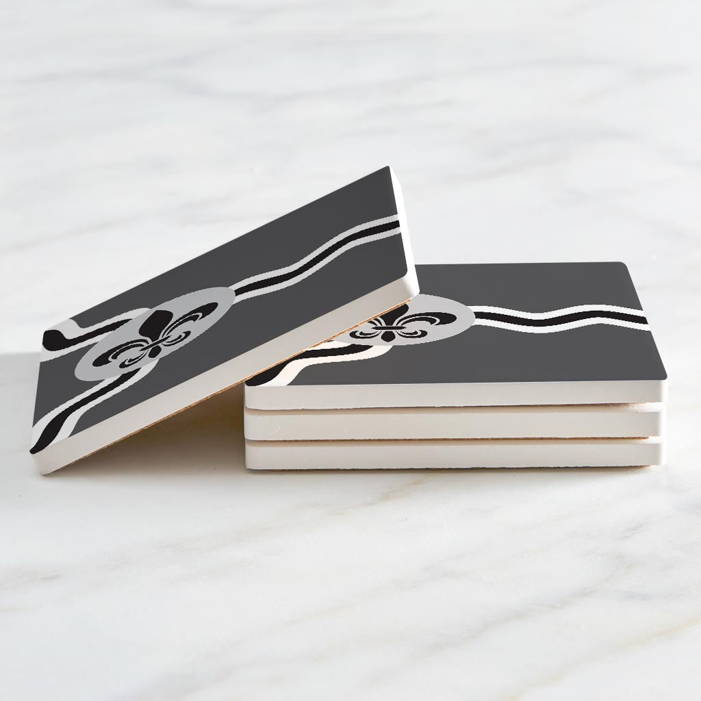 Minimalist B&W Missouri St Louis Flag | Absorbent Coasters | Set of 4 | Min 2