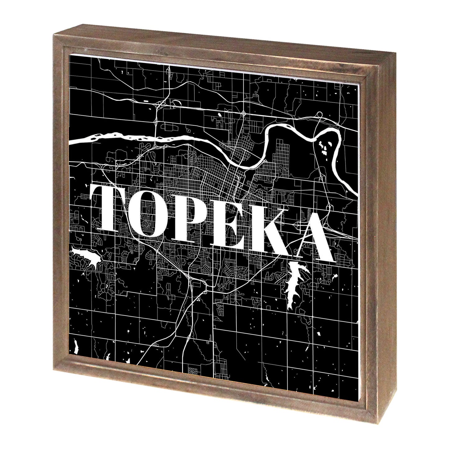 Minimalist B&W Kansas Topeka Map | Wood Sign | Eaches | Min 1