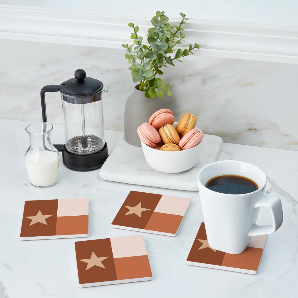 Modern Minimalist Texas State Flag | Absorbent Coasters | Set of 4 | Min 2